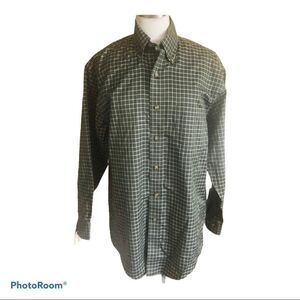 Brooks Brothers Olive green plaid buttons down cotton non iron shirt S